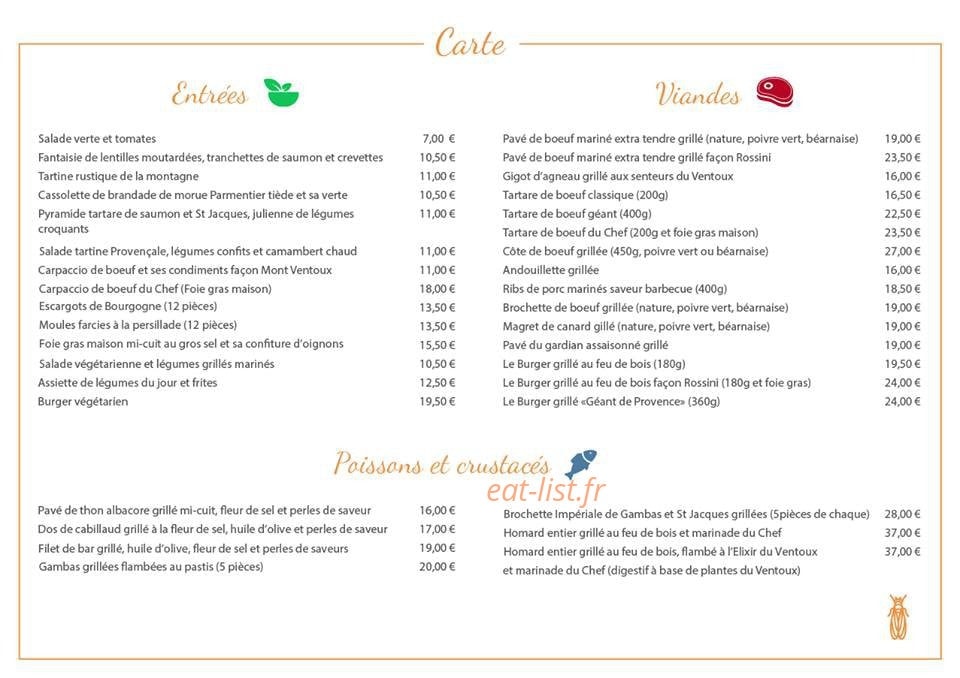 Le Grillon — carte page 1