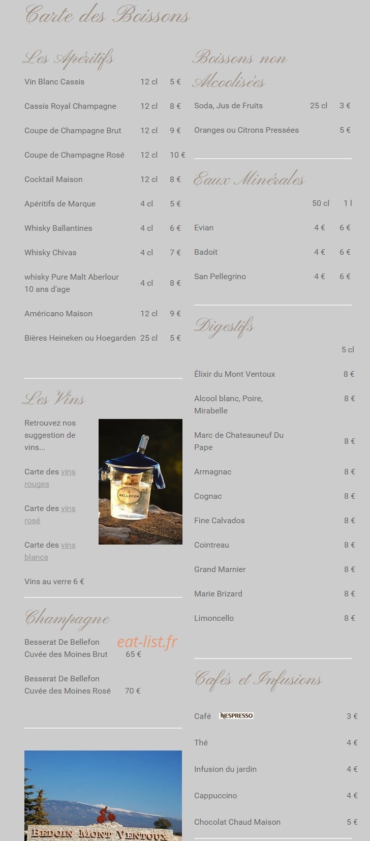 Le Mas Des Vignes — carte page 2