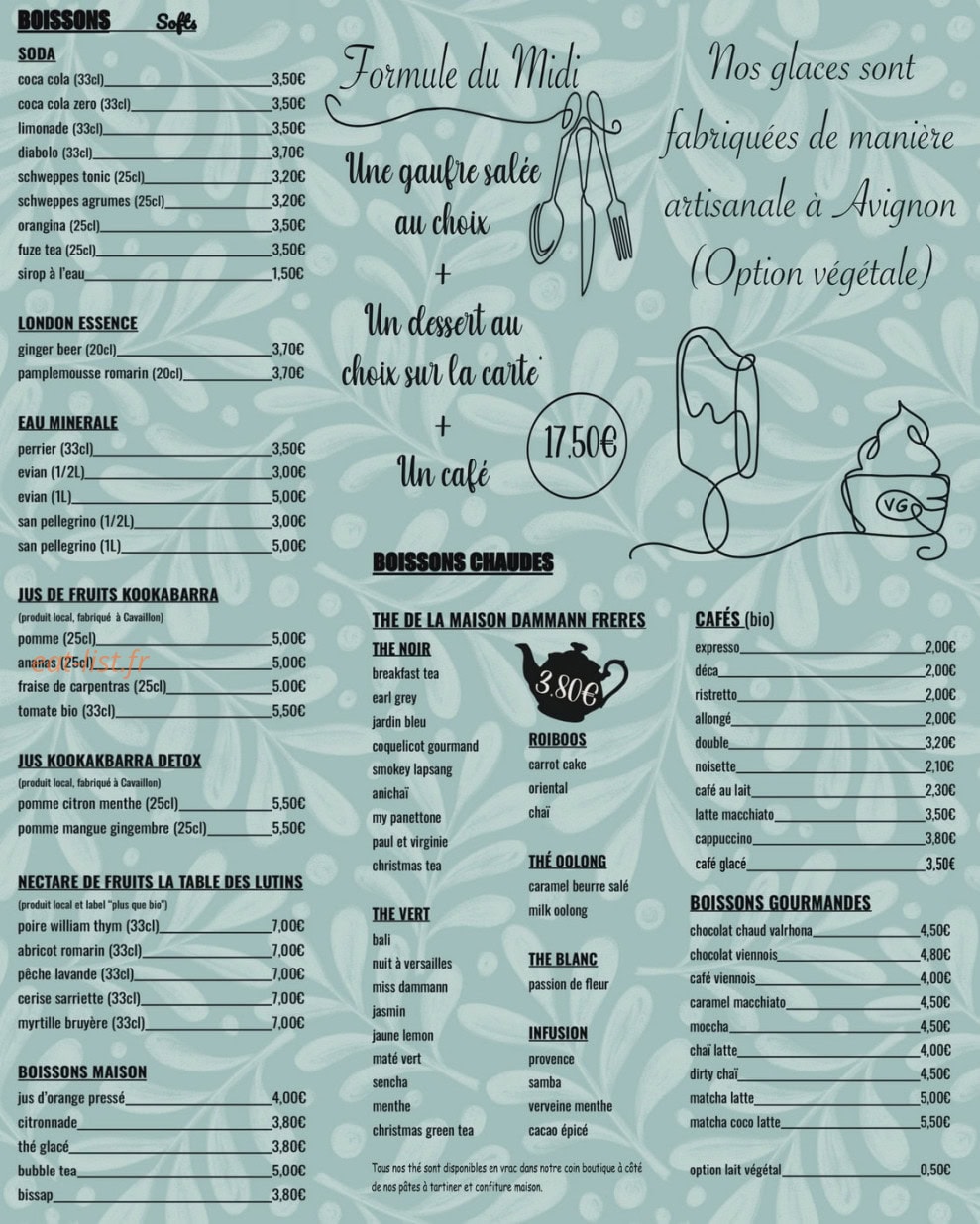 Les treize desserts — carte page 2