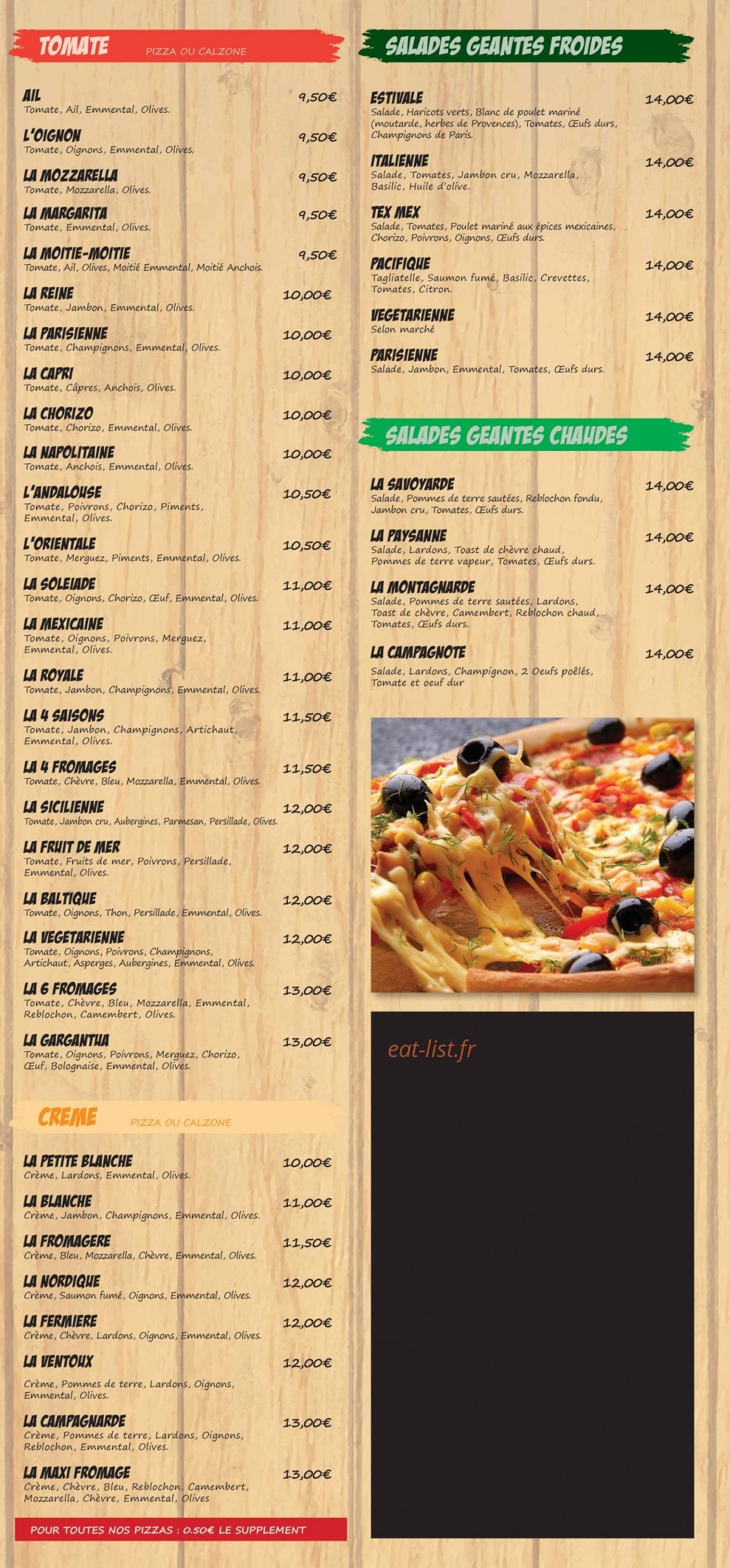 Pizza Phil's — carte page 1