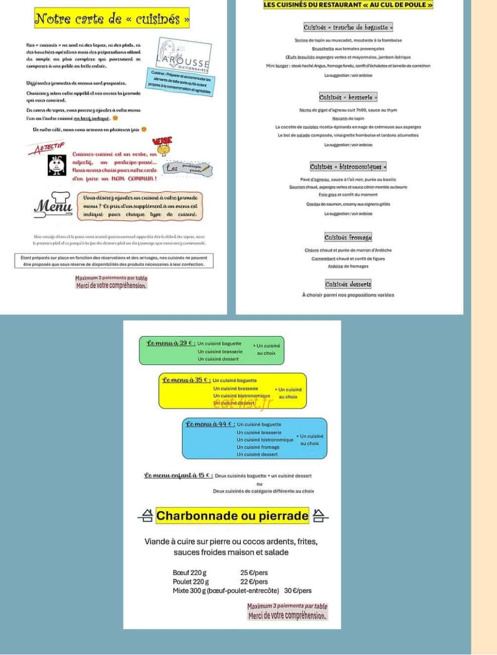 Au Cul de Poule — carte page 1