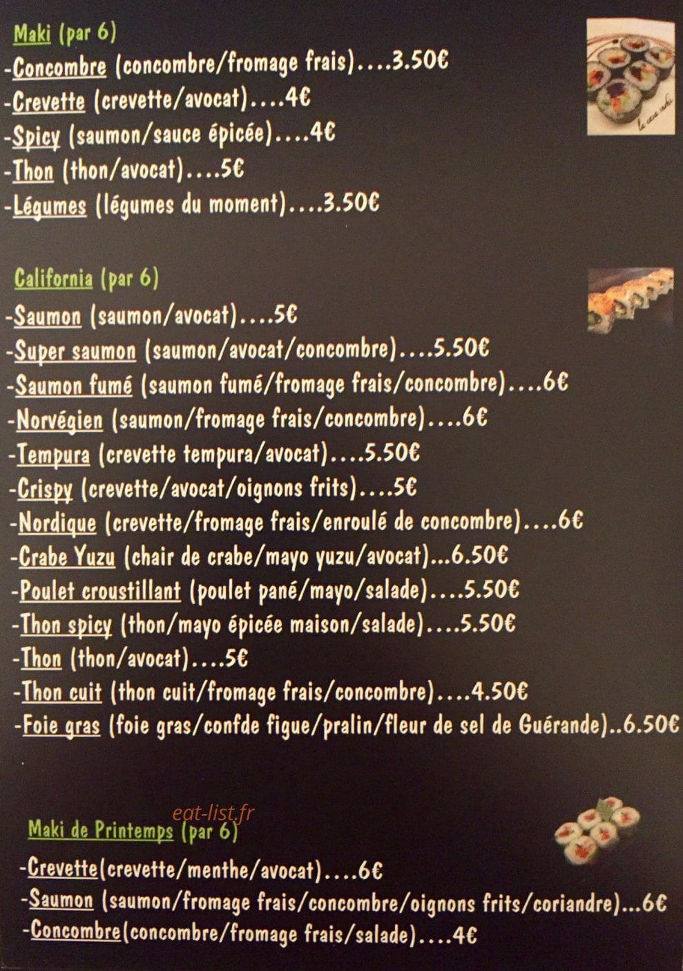 La casa sushi — carte page 1