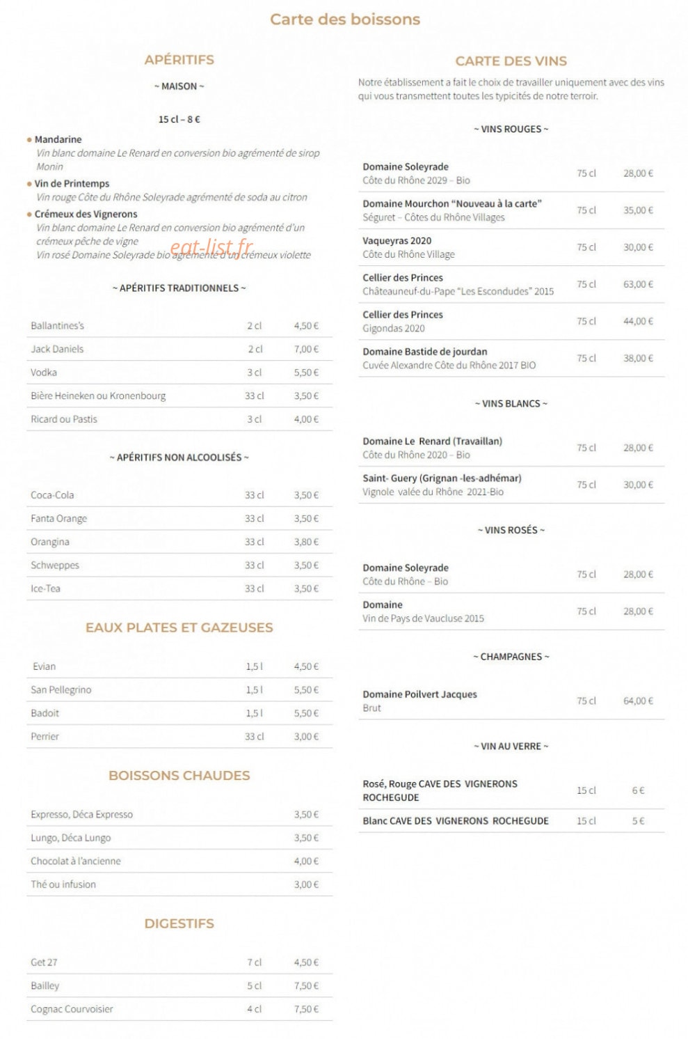 La Mandarine — carte page 2