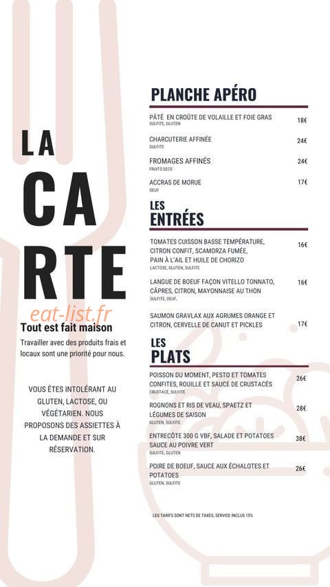 Bistrot Demols — carte page 1