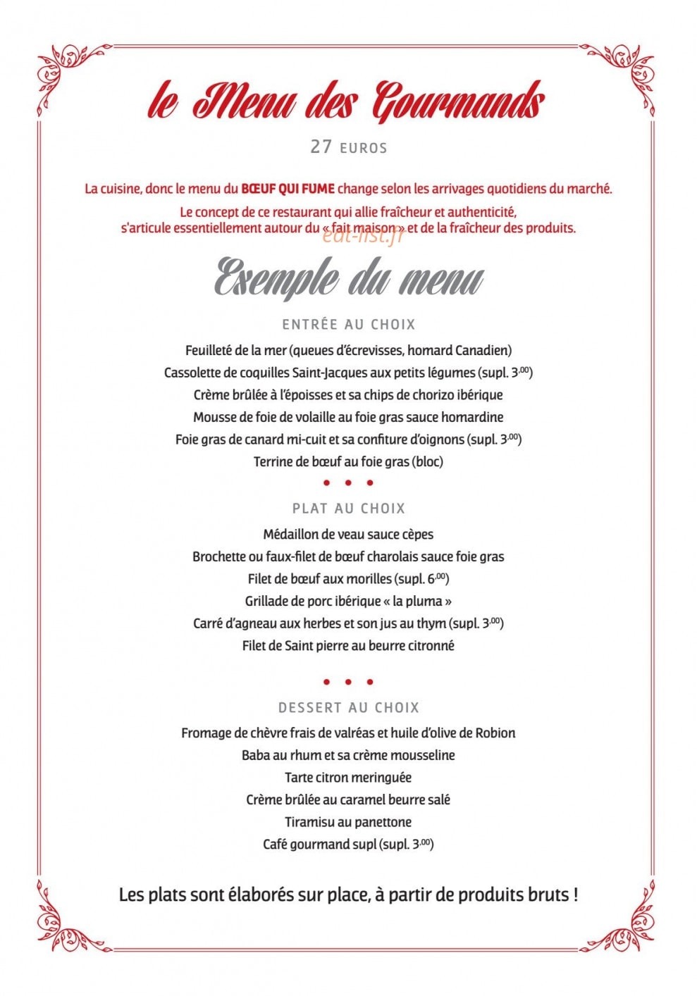 Au boeuf qui fume — carte page 1