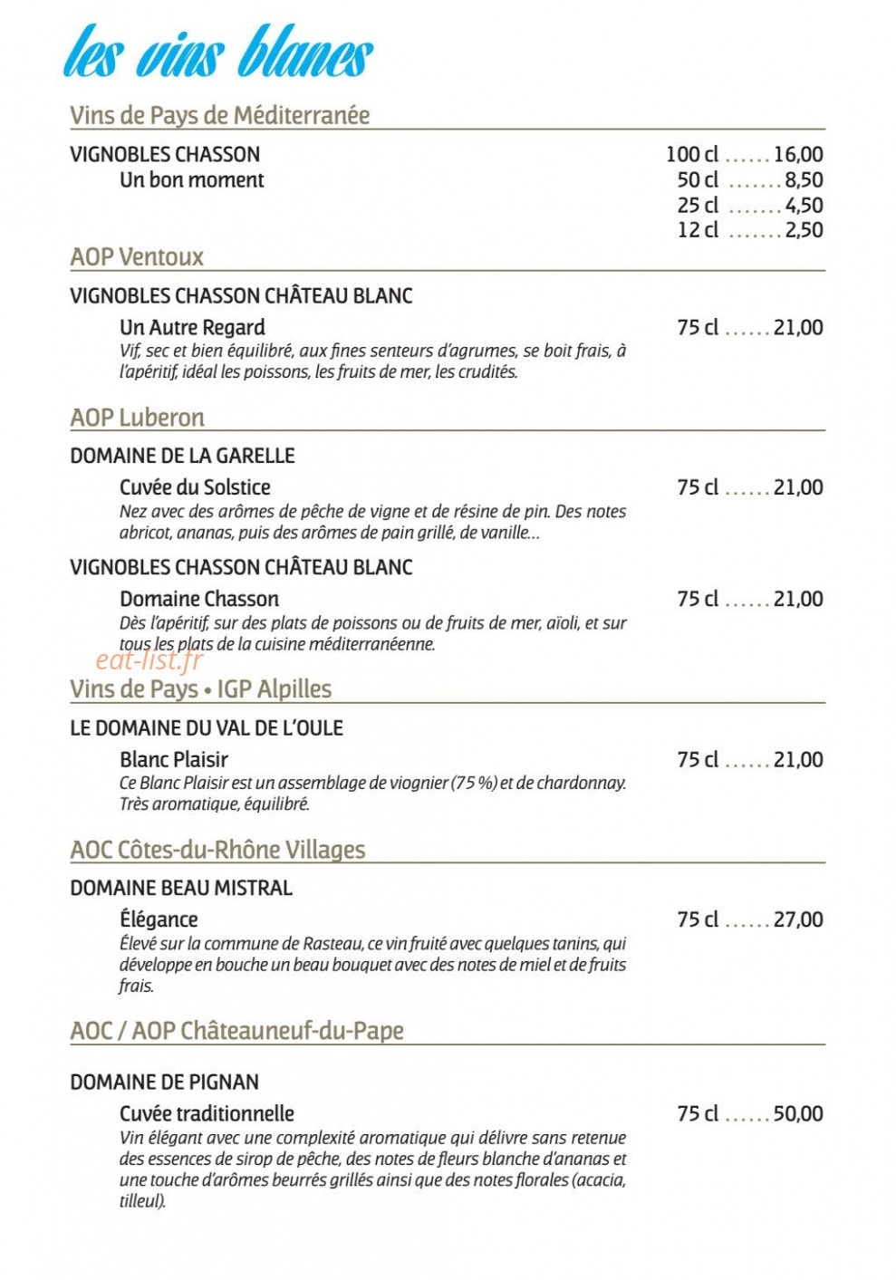 Au boeuf qui fume — carte page 5
