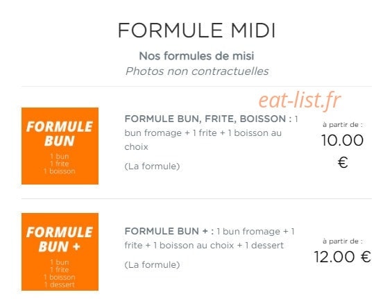 Burger&Buns — carte page 1