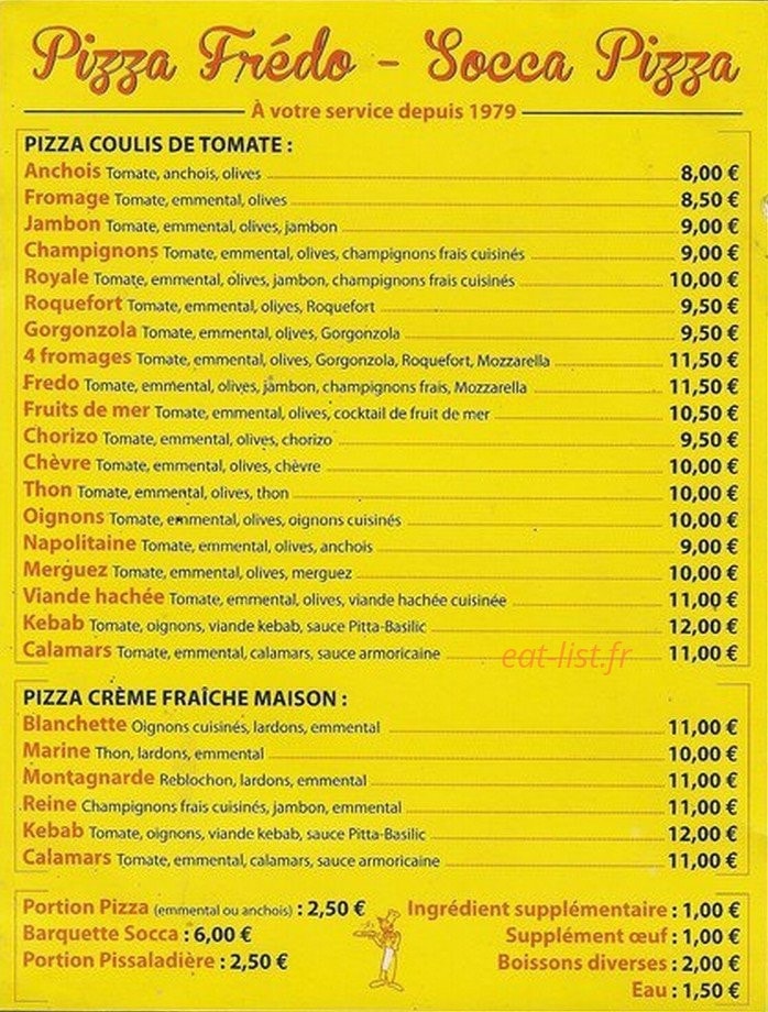 Fredo Pizza — carte page 2