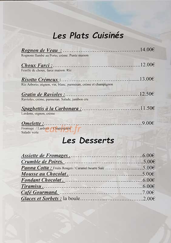 Le Café de la Poste — carte page 3