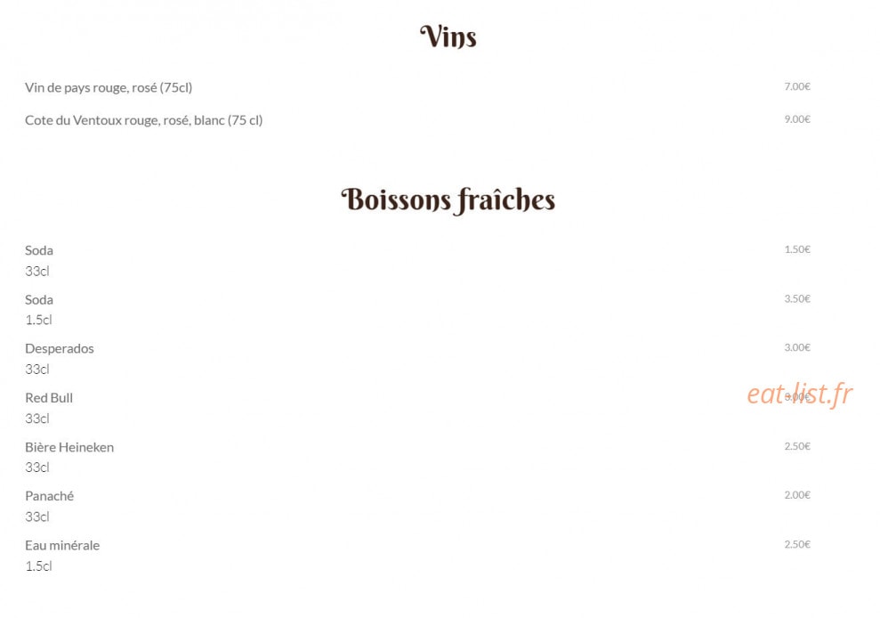 Robion pizza — carte page 9