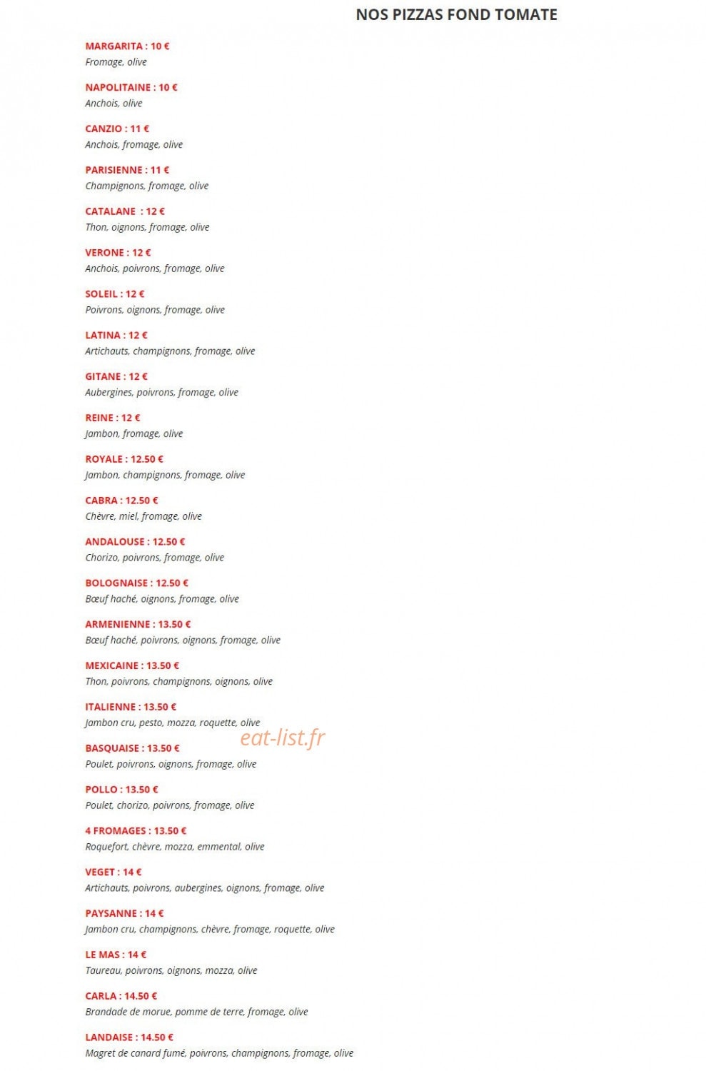 Le Mas Lindo — carte page 8