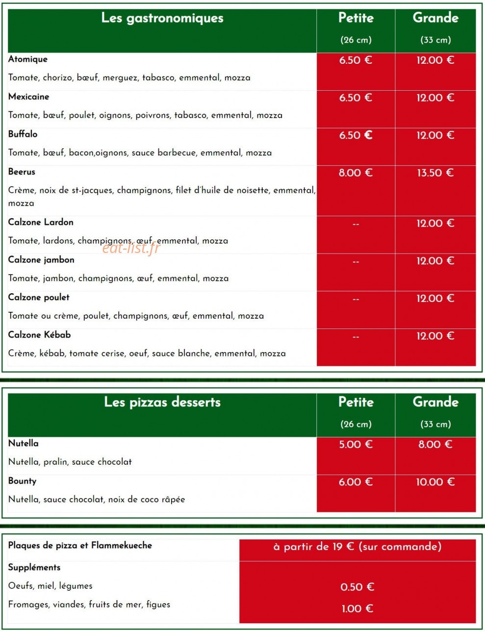 Goku Pizza — carte page 3
