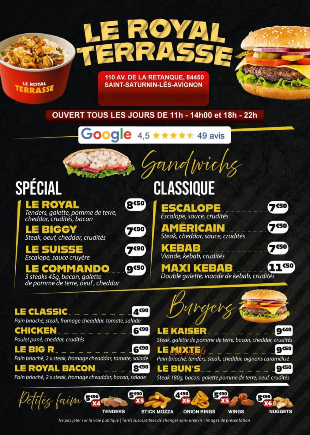 Le royal Terrasse — carte page 1