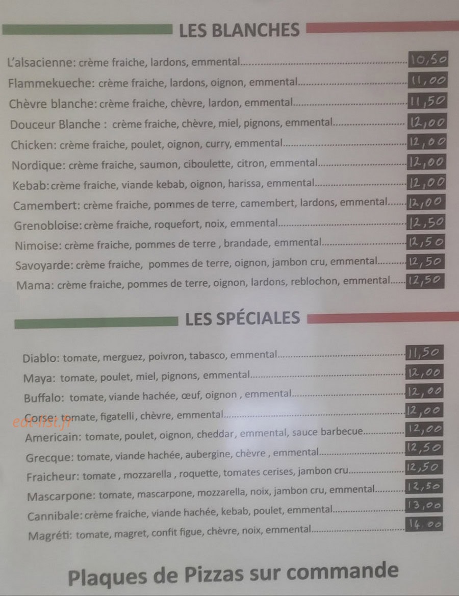 St sat pizza — carte page 1