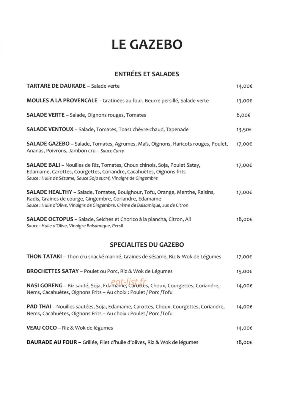 Le Gazebo — carte page 2
