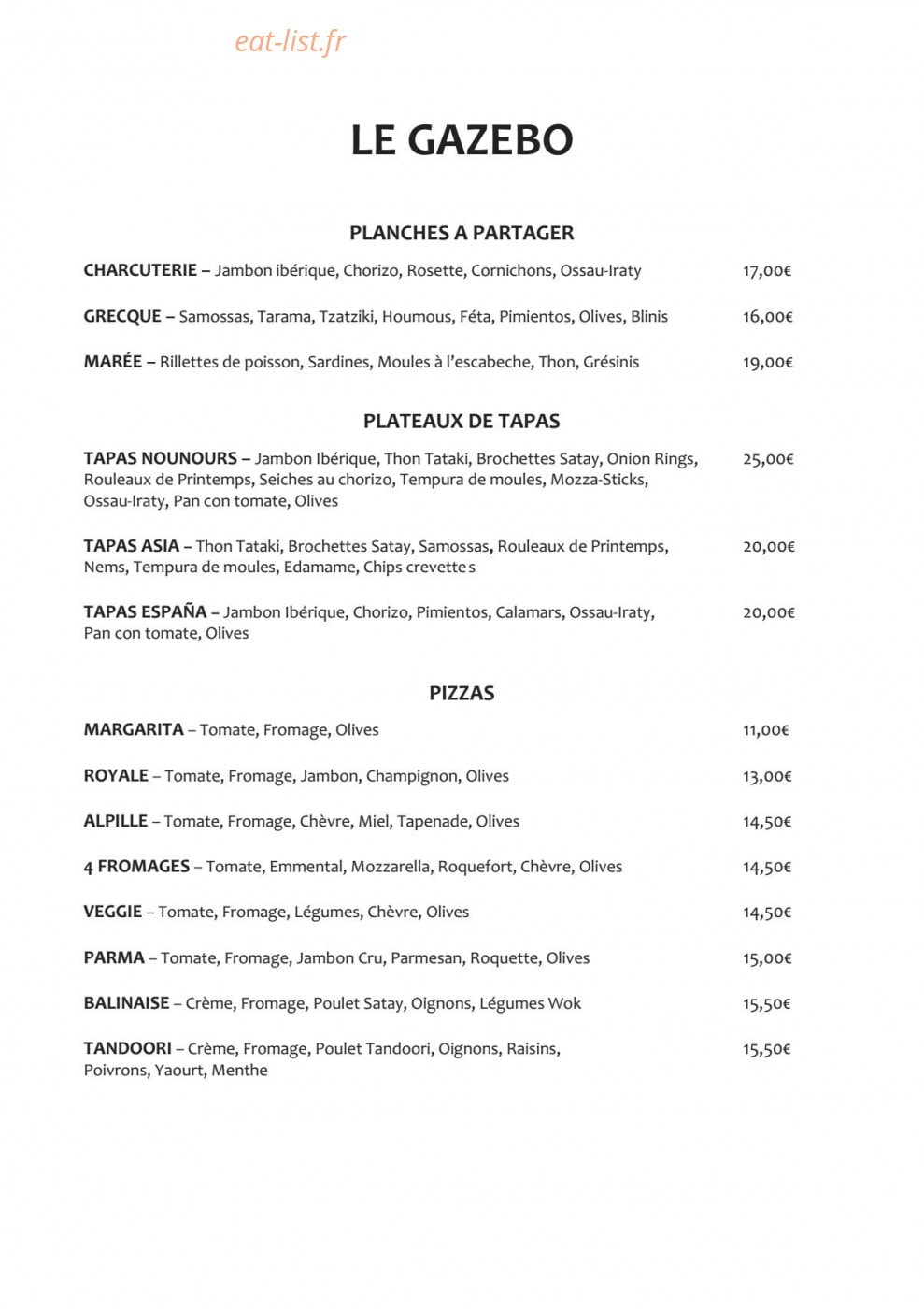 Le Gazebo — carte page 1