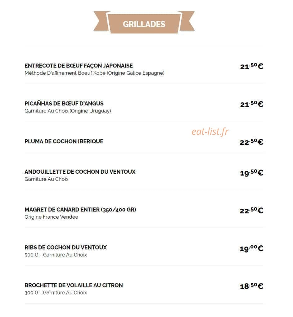 Le Bistrot de la Pastière — carte page 3