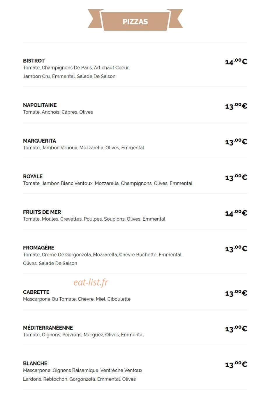 Le Bistrot de la Pastière — carte page 4