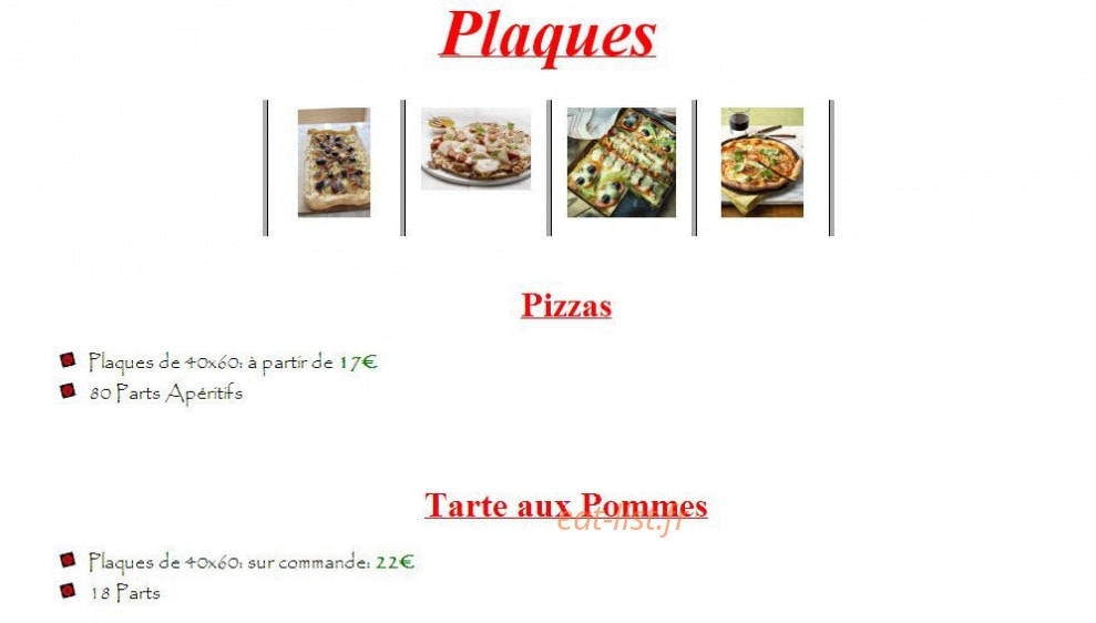 Le Four à Pizza — carte page 9