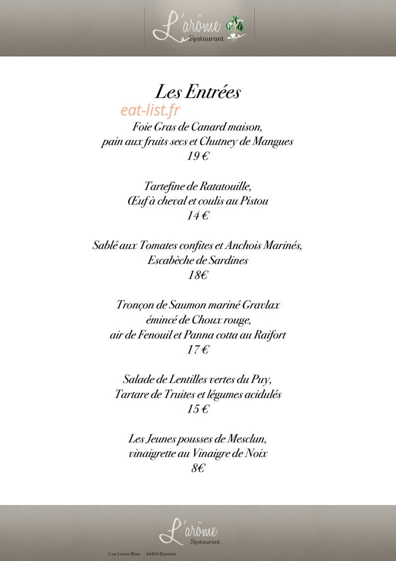 L'arôme — carte page 1