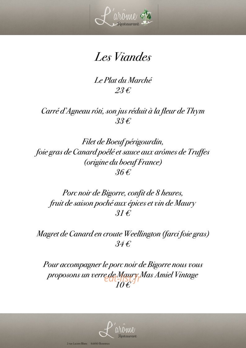 L'arôme — carte page 3