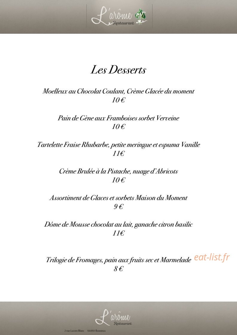 L'arôme — carte page 4
