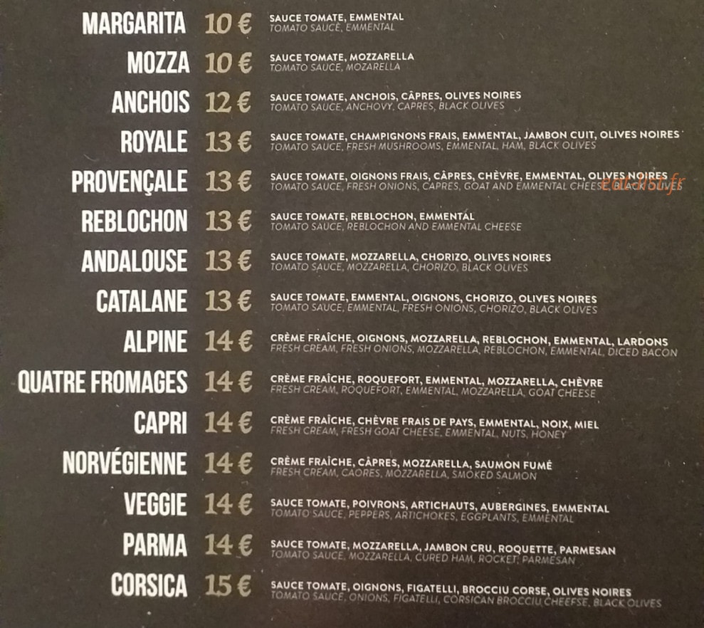 Le Bistro de mon Pere — carte page 1