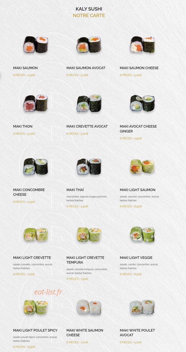 Kaly Sushi — carte page 11