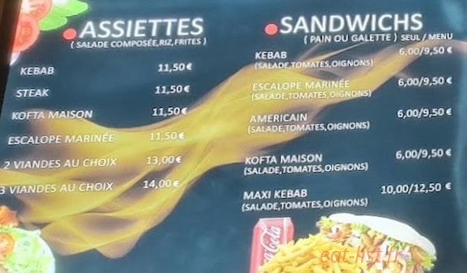 My kebab — carte page 1