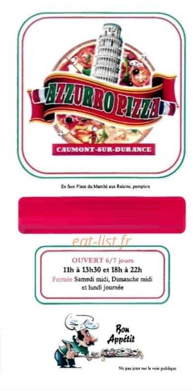 Azzurro pizza — carte page 1