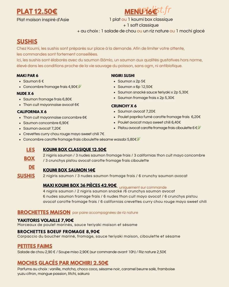 Koumi le comptoir — carte page 1