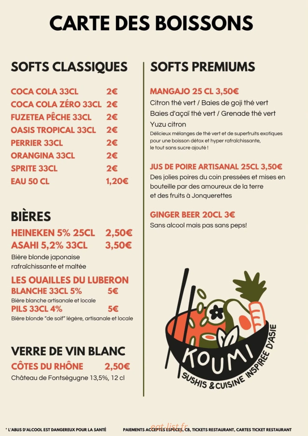 Koumi le comptoir — carte page 2