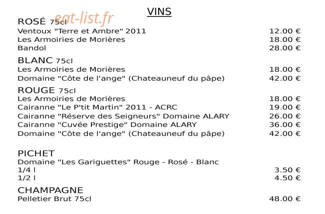 La table d'Andrea — carte page 11