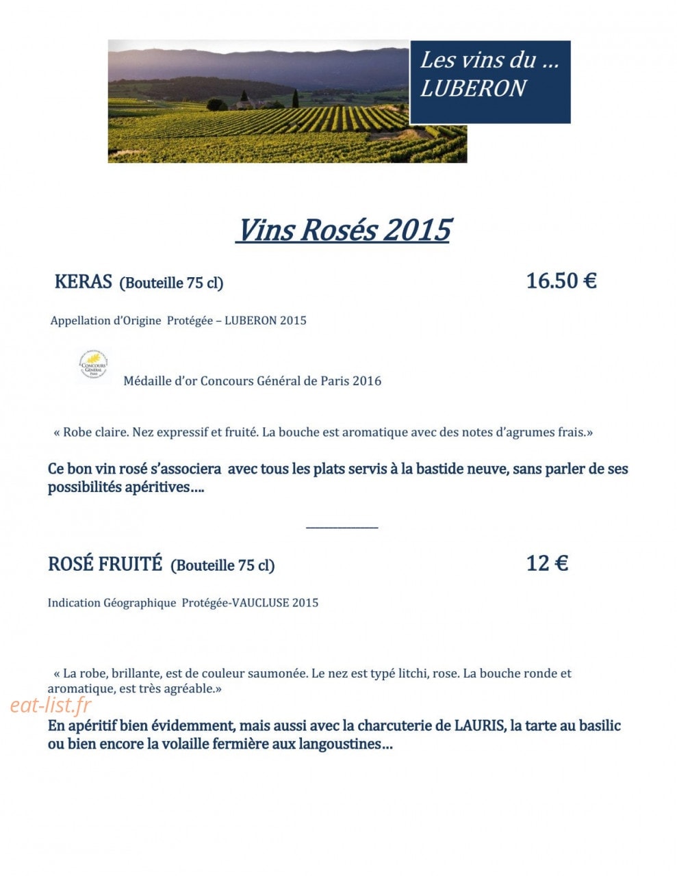 Auberge la bastide neuve — carte page 7