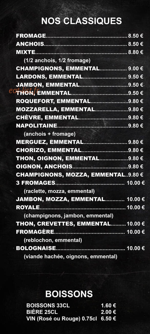 Casa Pizza — carte page 1