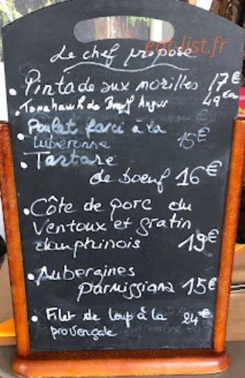 La Table de L'Épicier — carte page 1