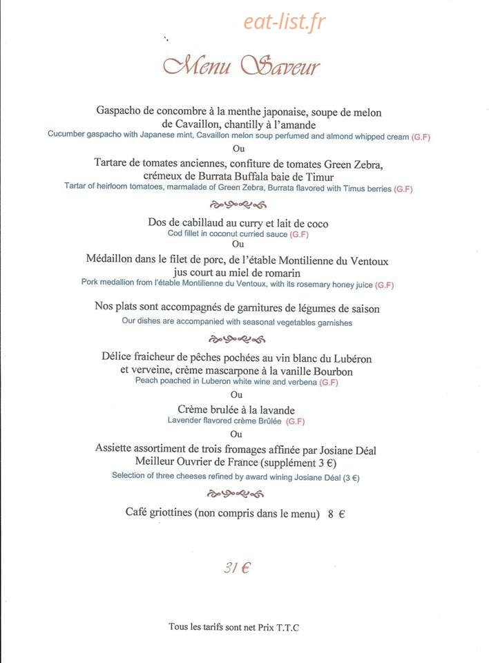 Les saveurs gourmandes — carte page 2