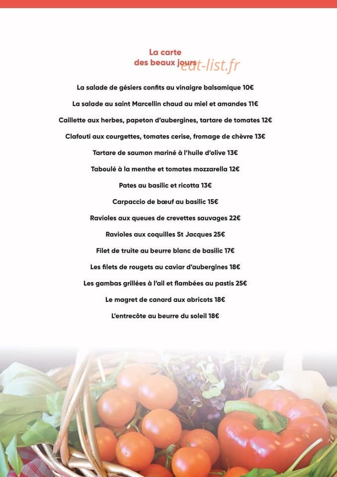 Auberge des Papes — carte page 1