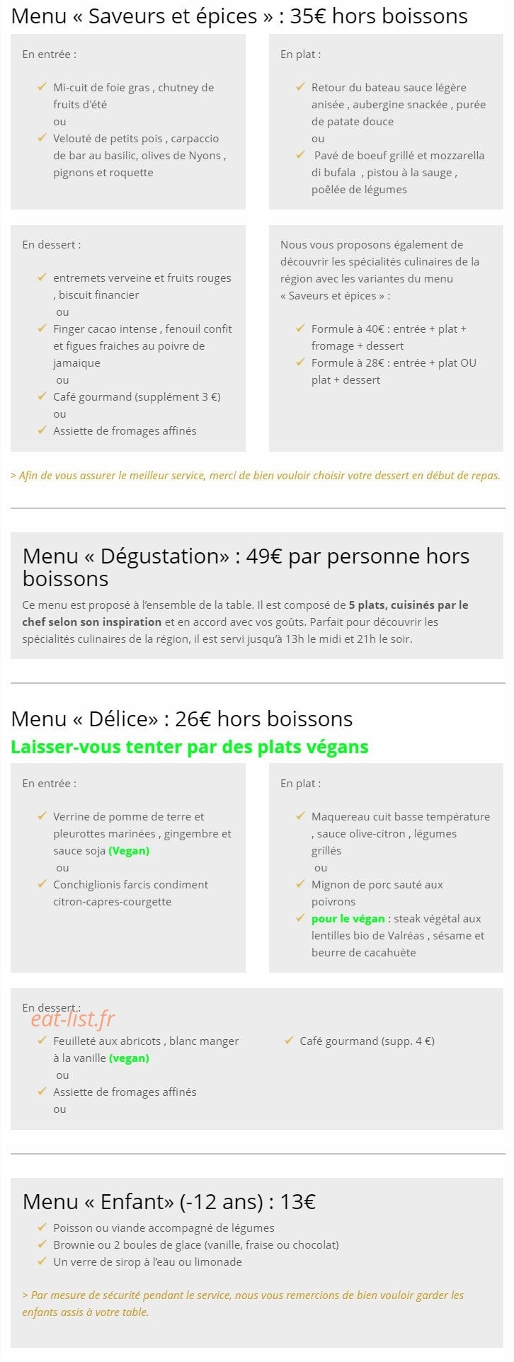 Au delice de provence — carte page 1