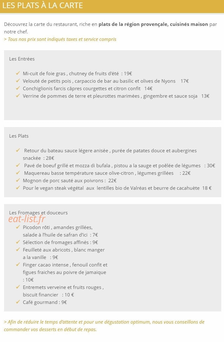 Au delice de provence — carte page 2