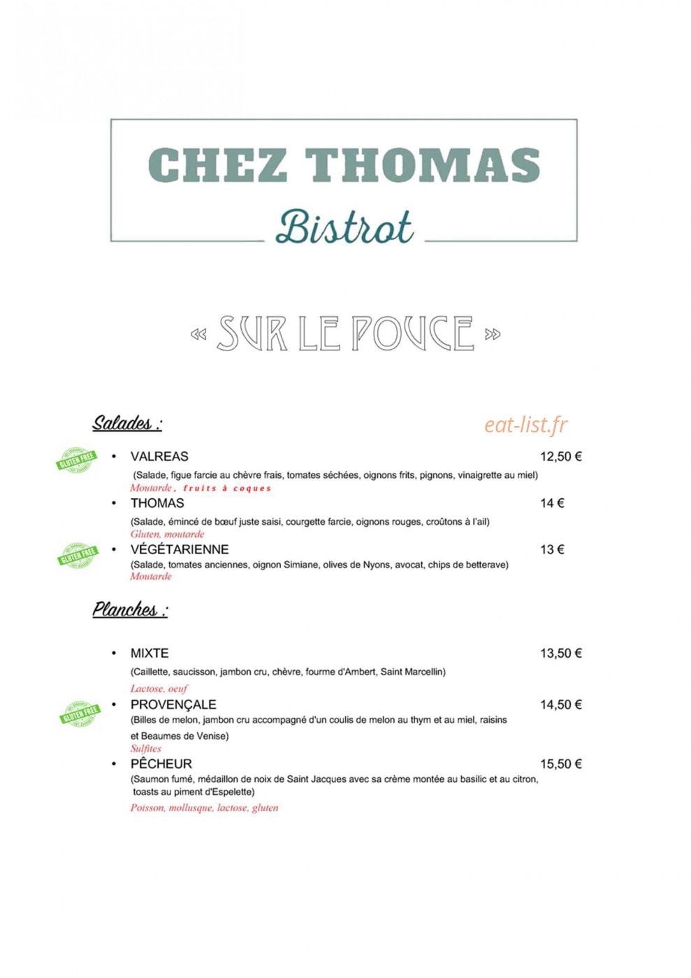 Chez Thomas — carte page 2