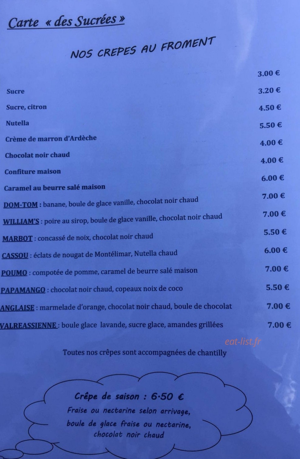 Crêperie du château — carte page 5