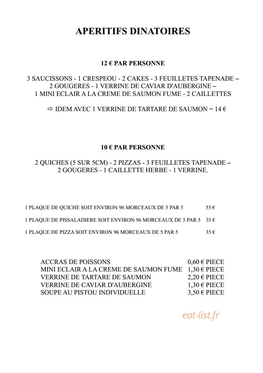 La Maison Gourmande — carte page 1