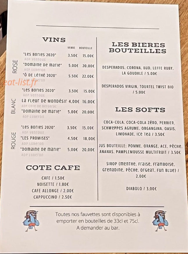 Bar De La Fauvette — carte page 2