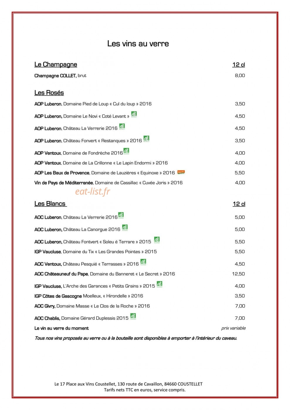 Le 17 Coustellet — carte page 1