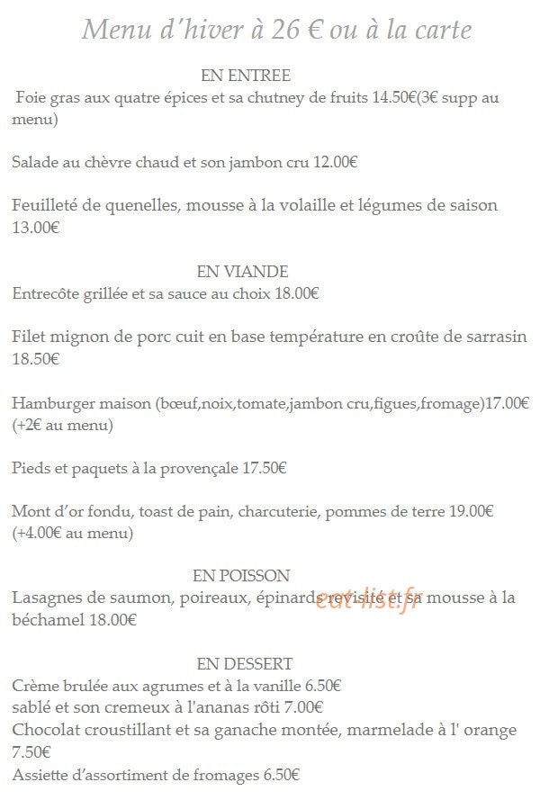 Le Coin Saveurs — carte page 1