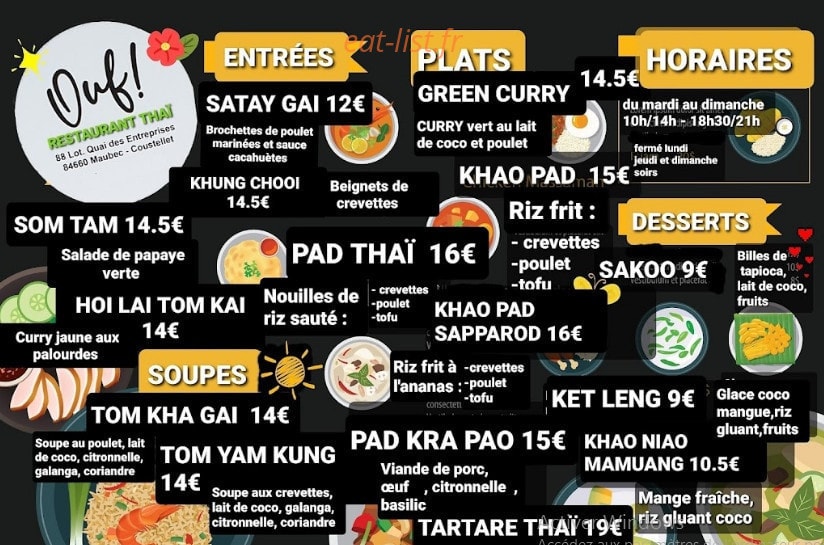 Ouf ! Restaurant Thai — carte page 1