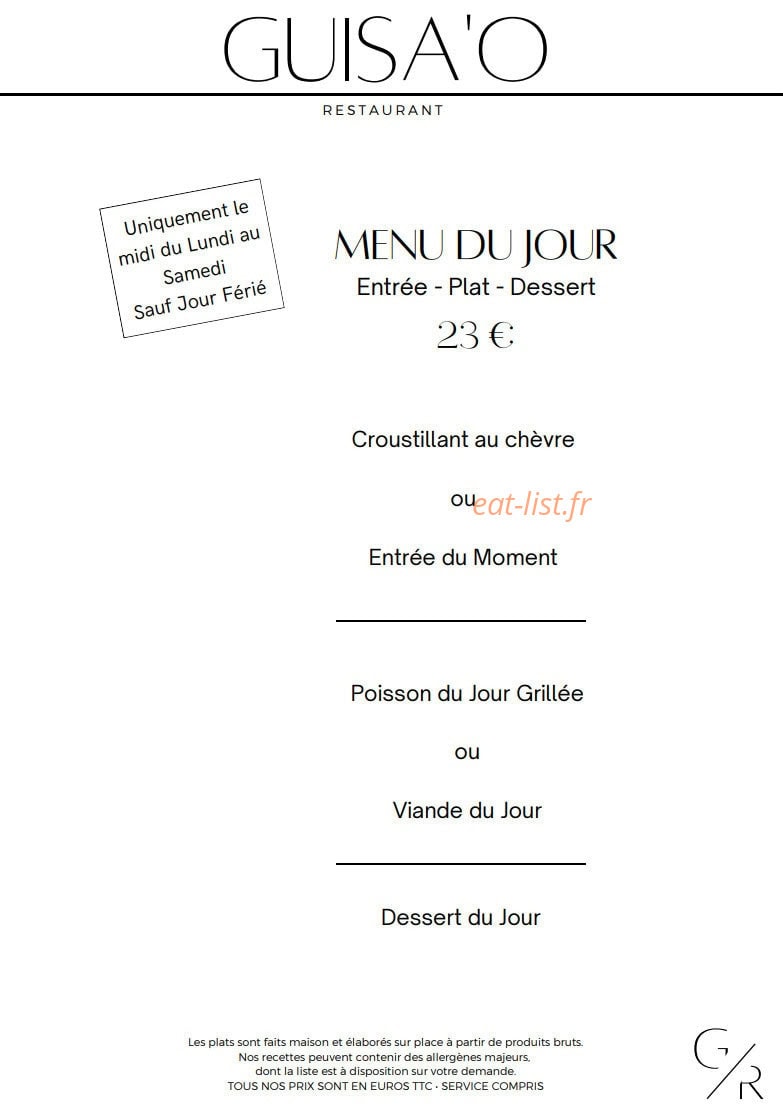 Restaurant Guisa'o — carte page 2