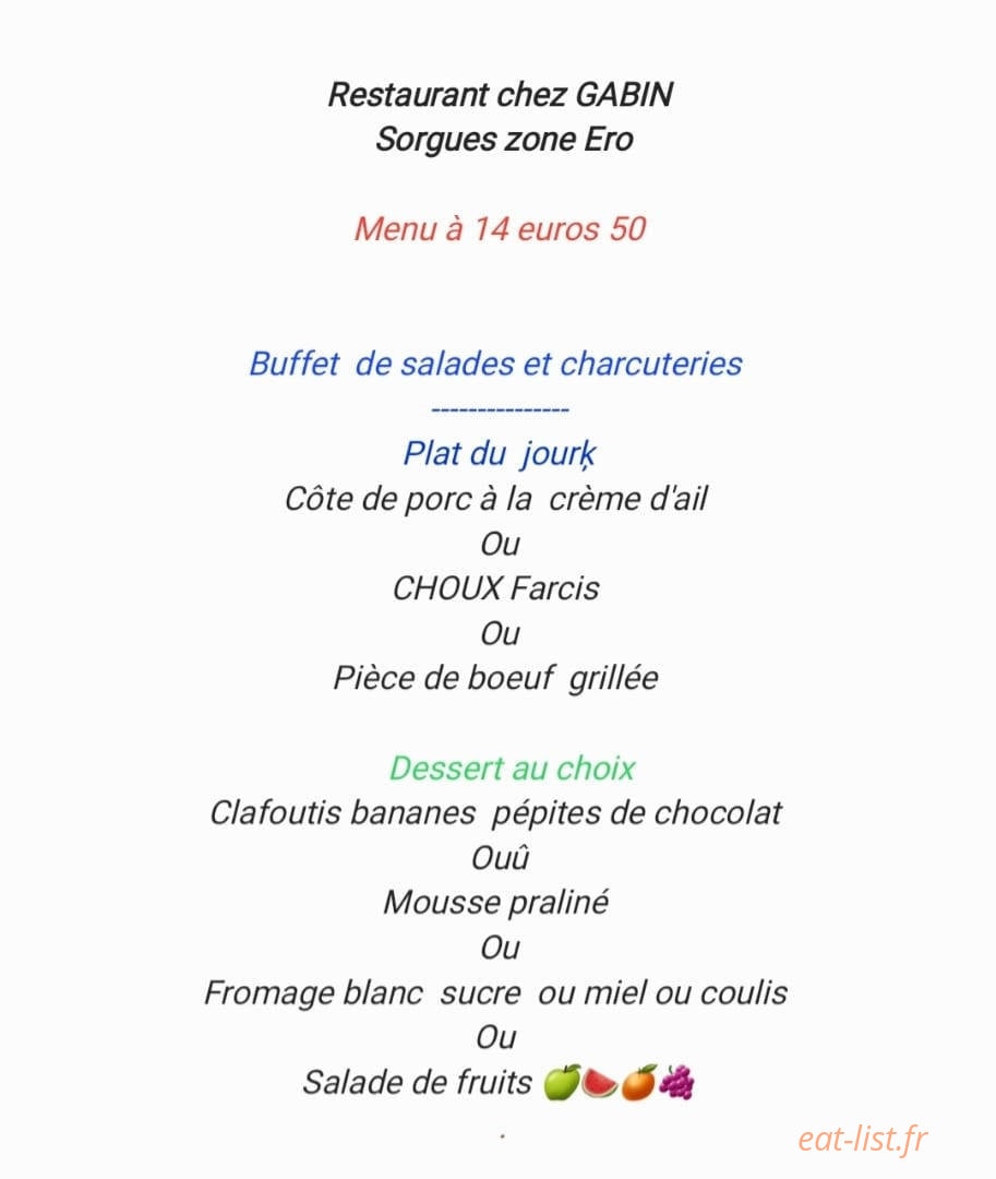 Chez Gabin — carte page 1
