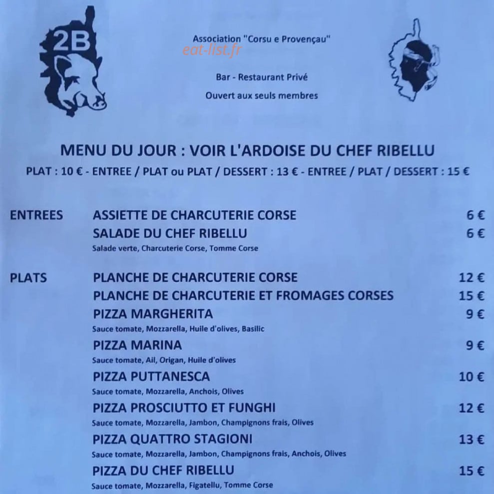 Chez Ribellu — carte page 1